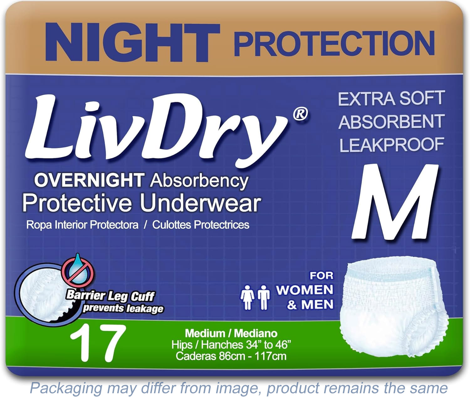 night-package-label Overnight Adult Incontinence Underwear